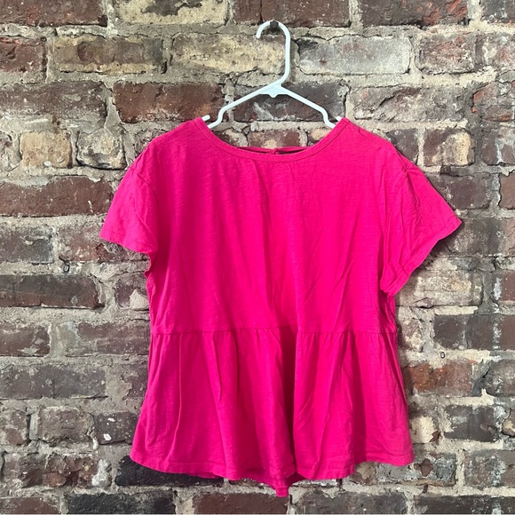 Time and Tru Tops - Time and Tru Peplum Short Sleeve Pink Blouse